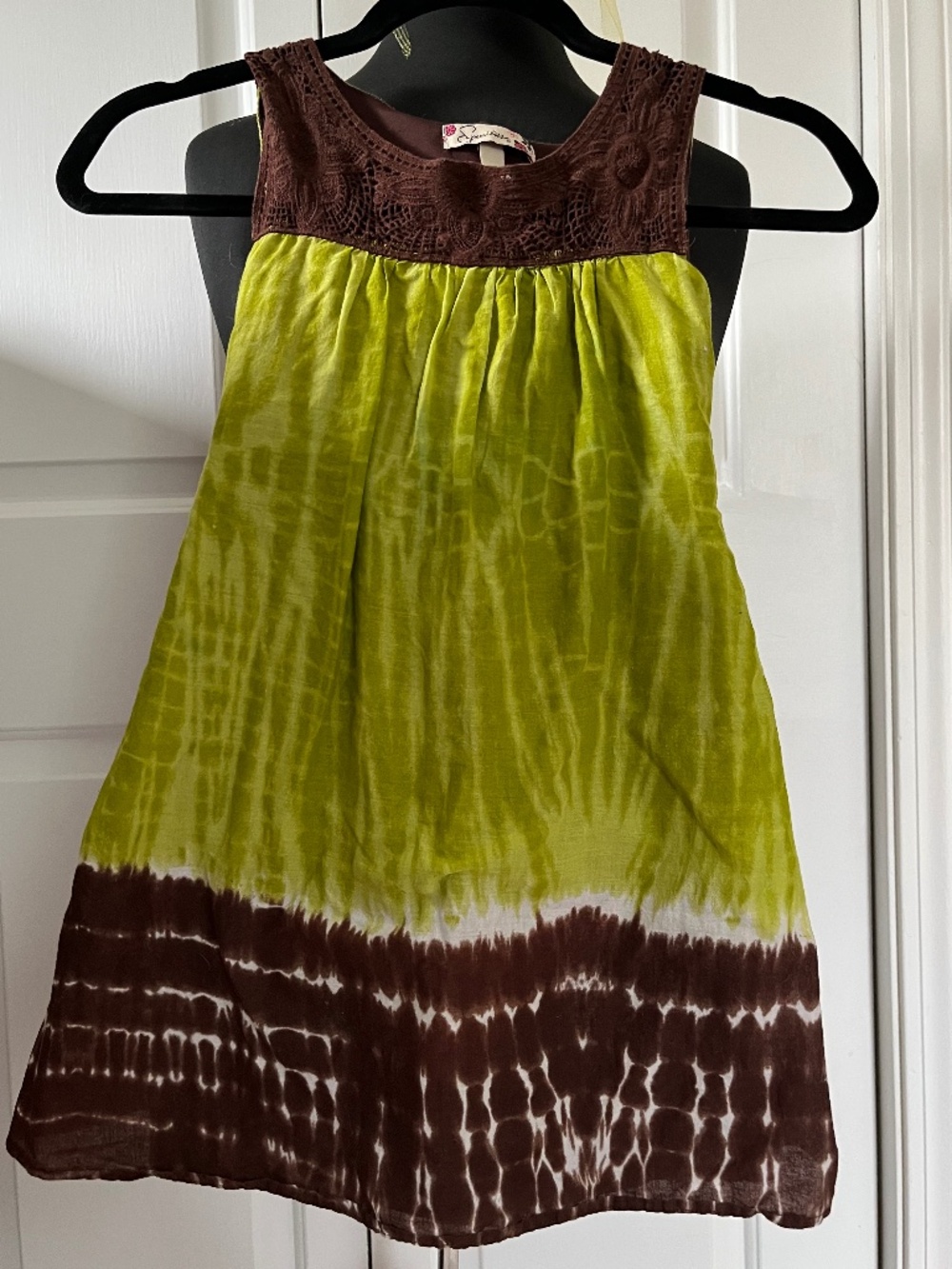 Girl's layered tie dye dress with crochet accent
